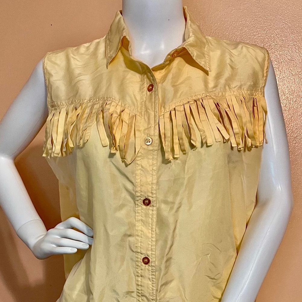 💯% Silk Soft Western Style Frill Button Down
